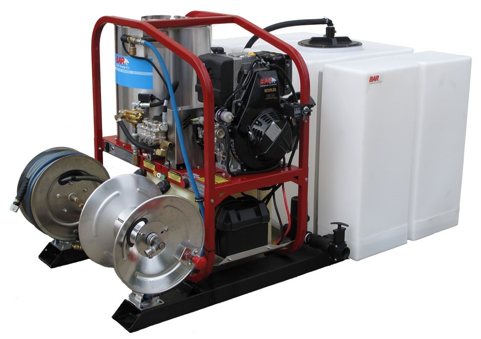 Petrol Hot Water Skid Mount Pressure Cleaner 4018P- including trailer